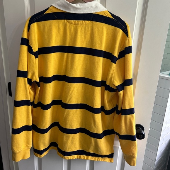 Like new Polo Ralph Lauren Yellow and Navy Striped Rugby Shirt size Large - Picture 8 of 9